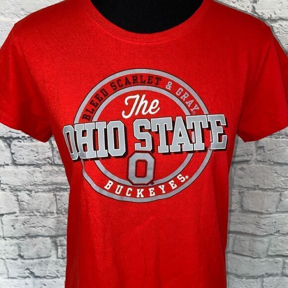 Ohio state buckeyes women L 100% cotton Crewneck shortsleeve tshirt red - Picture 2 of 9